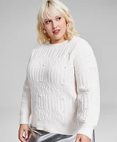 And Now This Trendy Plus Embellished Cable-Knit Sweater, Created for Macy's