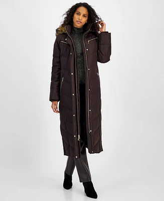 Michael Michael Kors Women's Faux-Fur-Trim Hooded Maxi Puffer Coat