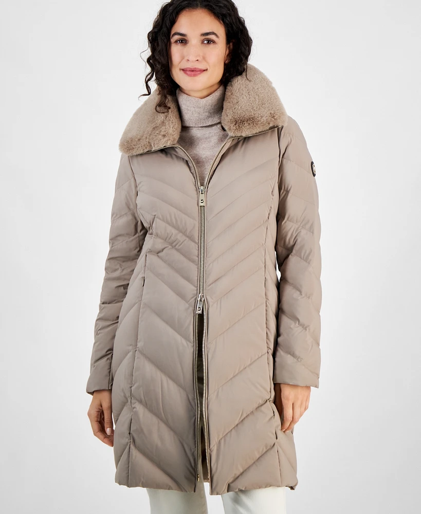 Michael Kors Women's Faux-Fur-Trim Hooded Puffer Coat, Created for Macy's