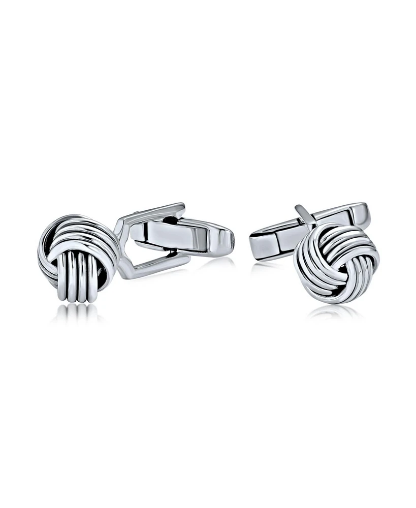 Bling Jewelry Twist Love Knot Woven Braided Cable Ball Shirt Cufflinks For Men Executive Groom Gift .925 Sterling Silver Hinge Bullet Back