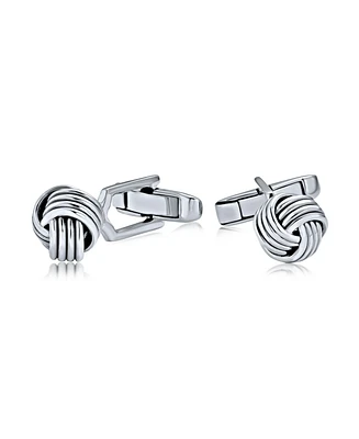 Bling Jewelry Twist Love Knot Woven Braided Cable Ball Shirt Cufflinks For Men Executive Groom Gift .925 Sterling Silver Hinge Bullet Back