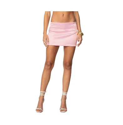 Edikted Womens Camila Satin Mini Skirt