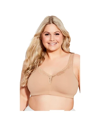 Avenue Plus Comfort Cotton Wire Free Lace Bra