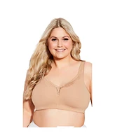 Avenue Women's Comfort Cotton Wire Free Lace Bra