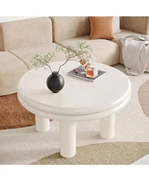 Tribesigns Round Coffee Table, 31.49" Cream White Center Table with 4 Legs, Modern Indoor Tea Table for Living Room, Small Space, Home Decor, Easy to