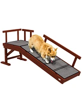 PawHut Wooden Dog Ramp with Removable Guardrails, Non-Slip, 49",