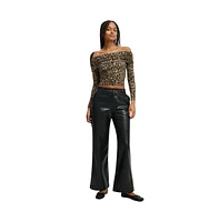 Cotton On Women's Faux Leather Wide Leg Pant