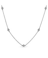 Bling Jewelry Minimalist Long Cz By The Yard Tin Cup Chain Necklace For Women 14K Gold Plated .925 Sterling Silver 16 18 20 24 36 Inch