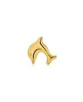 Bling Jewelry Tiny Daith Vacation Nautical Dolphin Yellow 14K Gold Cartilage Ear Lobe Piercing Stud Earring 1 Piece Helix For Women Push Back