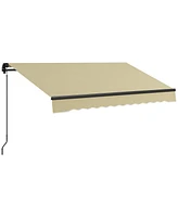 Outsunny 8' x 6.5' Patio Retractable Awning Sunshade Shelter, Beige