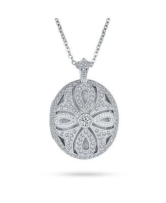 Bling Jewelry Keepsake Victorian Filigree Perfume Essential Oil Diffuser Oval Infinity Cross Locket Necklace For Women