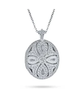 Bling Jewelry Keepsake Victorian Filigree Perfume Essential Oil Diffuser Oval Infinity Cross Locket Necklace For Women