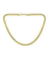 Bling Jewelry Urban Biker Jewelry Solid Curb Link Chain Necklace Gold Tone Stainless Steel 7MM