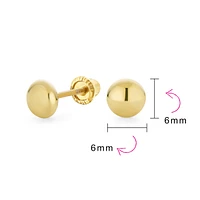 Bling Jewelry Classic Tiny Petite Premium 14K Yellow Gold Round Button Ball Stud Earrings Screw Back 4MM