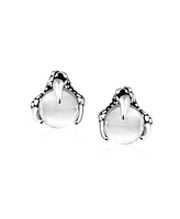 Bling Jewelry Gothic Punk Rocker Biker Jewelry White Translucent Opalite Ball Orb Dragon Claw Stud Earrings For Men For Women Silver Tone Black Oxidiz