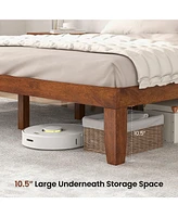 Gymax 14'' Full Size Wooden Platform Bed Frame w/ Strong Slat Support Brown Cherry