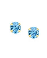 Bling Jewelry 1.4CT Round Swiss Blue Natural Topaz Stud Earrings 14K Yellow Gold 6MM
