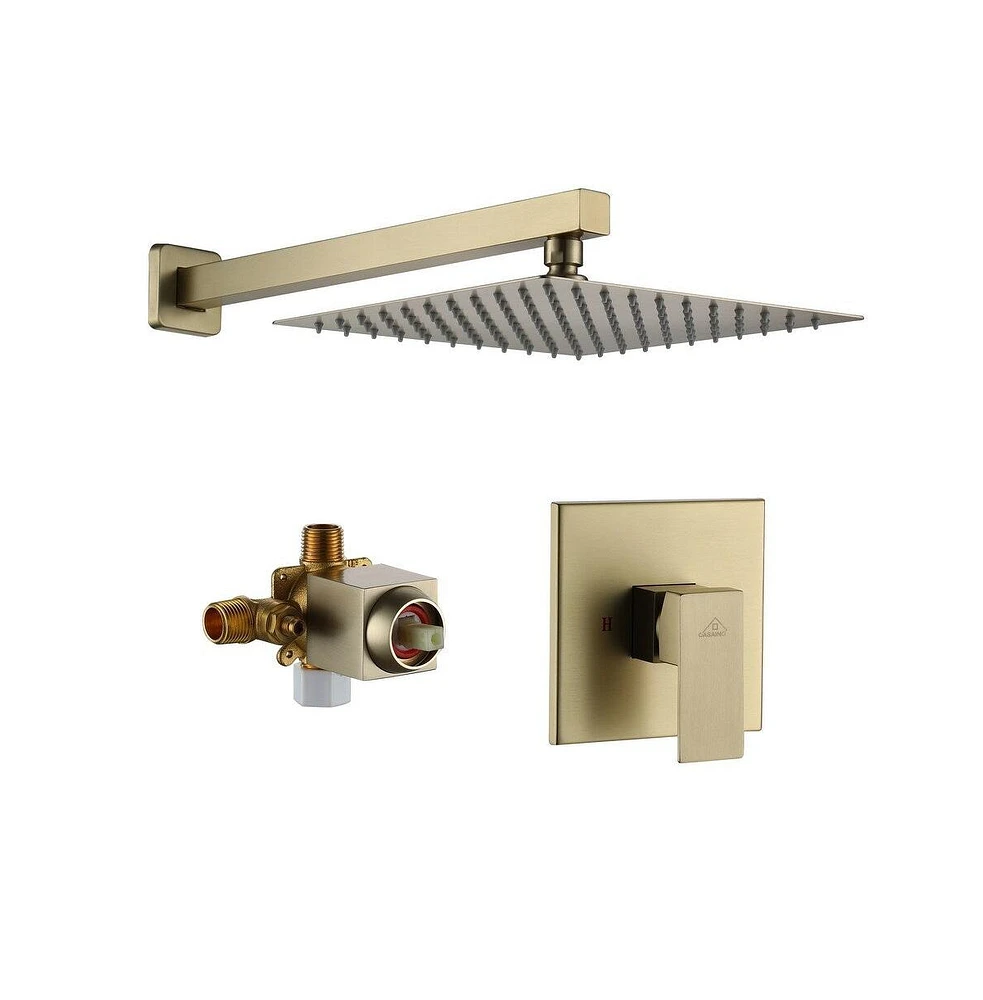 Mondawe Wall Mounted Single-Handle 1 Spray Shower Faucet, Brushed Nickel