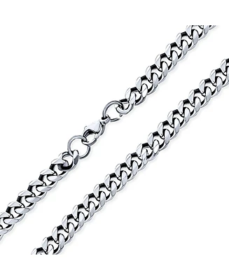 Bling Jewelry Urban Biker Jewelry Men Women Solid Curb Link Chain Necklace Stainless Steel 7MM