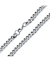 Bling Jewelry Urban Biker Jewelry Men Women Solid Curb Link Chain Necklace Stainless Steel 7MM