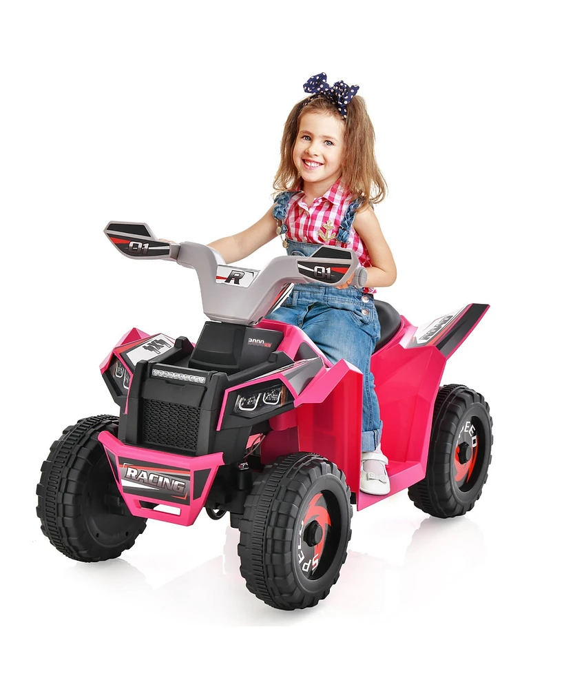 Gymax Kids Electric Ride On Atv Toy 6V Battery Powered Vehicle w/ Direction Control Rose Red