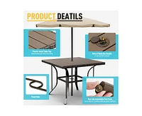 Pamapic 5-Piece Patio Outdoor Dining Set with Square Table and Rattan Swivel Chairs Green Cushion
