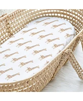 The Peanutshell Safari Neutral Bassinet Sheets for Newborn Baby Boy & Baby Girl, 4 Pack Set