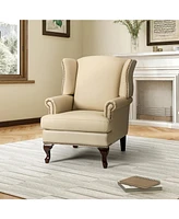 Hulala Home Helmuth Genuine Leather Armchair with Solid Wood Legs