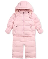 Polo Ralph Lauren Baby Girls Down Hooded Snowsuit Set