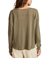 Lucky Brand Women's Cotton V-Neck Long-Sleeve Top