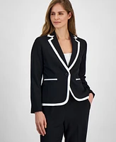 Le Suit Petite Contrast-Tipped Pant