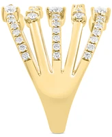 Effy Lab Grown Diamond Pear & Round Multirow Statement Ring (1-1/20 ct. t.w.) in 14k Gold