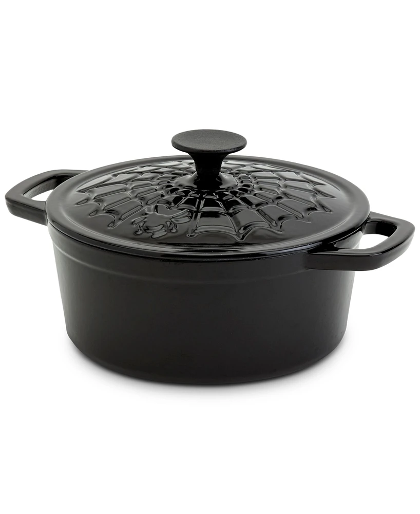 Smith and Clark Iron Works Enameled Cast Iron 3-Qt. Spider Web Dutch Oven