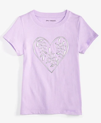 Epic Threads Toddler Girls Metallic Heart Graphic T-Shirt, Created for Macy's