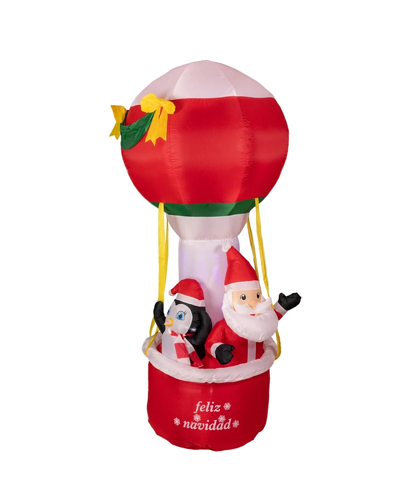 Northlight Lighted Inflatable Feliz Navidad Hot Air Balloon Outdoor Christmas Decoration 8'