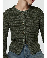 Mango Women's Lurex Chunky-Knit Cardigan