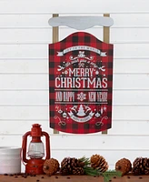 Northlight 24" Buffalo Plaid Merry Christmas Sled Wooden Hanging Wall Sign