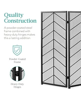 Best Choice Products 52x31in 3-Panel Iron Chevron Fireplace Screen, Spark Guard w/ Handles