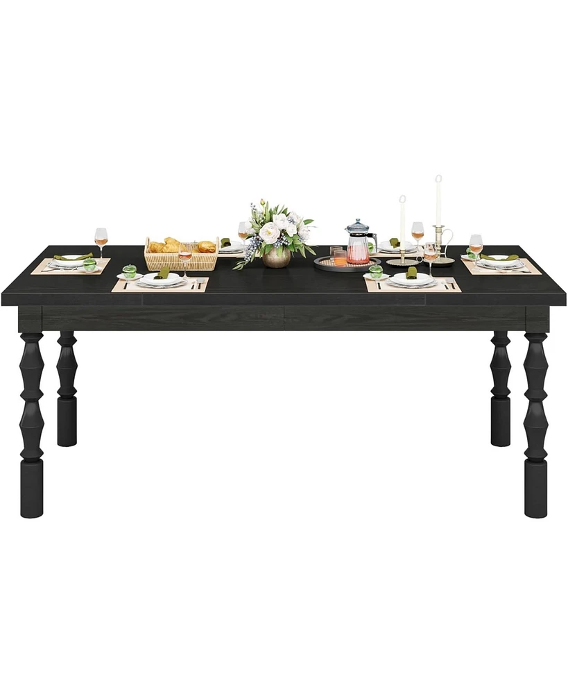 Tribesigns 62” Wood Dining Table for 4-6 People, Farmhouse Large Rectangle Kitchen Table