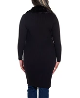 Belldini Black Label Plus Ribbed Collar Duster Cardigan Sweater