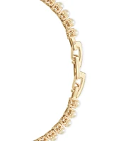 On 34th Gold-Tone Imitation Pearl Flex Bracelet, Created for Macy's