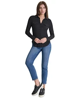 Dkny Jeans Petite Cotton Collared Button-Front Shirt