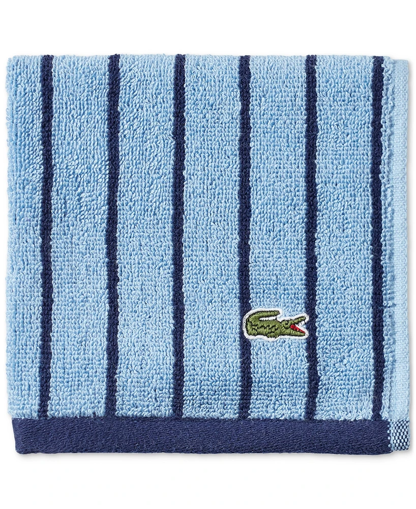 Lacoste Home Centre Mark Cotton Jacquard Stripe Washcloth, 13" x