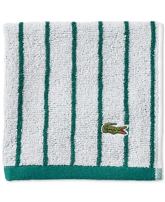 Lacoste Home Centre Mark Cotton Jacquard Stripe Washcloth, 13" x