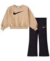 Nike Little Girls Swoosh Spirit Dri-fit Leggings, 2-Piece Set