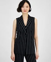 Anne Klein Women's Pinstripe Sleeveless Single-Button Blazer