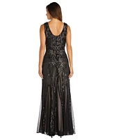 R & M Richards Petite Sequinned-Pattern Evening Gown