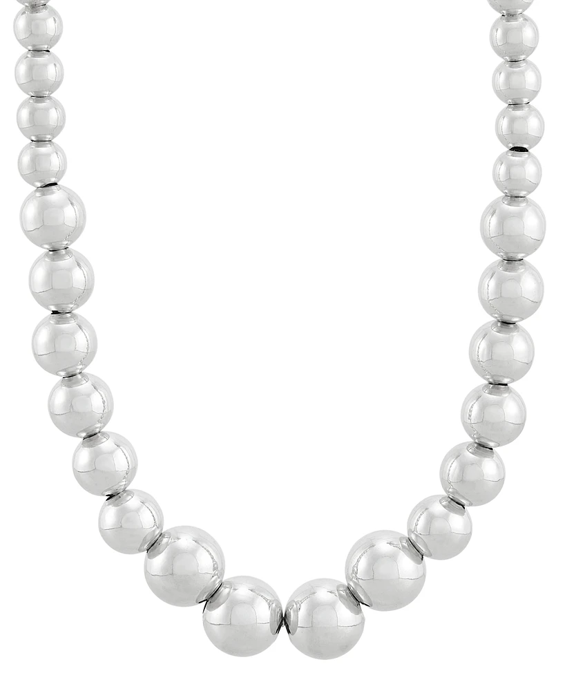 Polished Graduated Bead 18" Collar Necklace in Sterling Silver