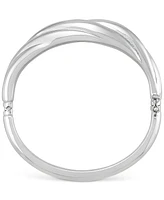 Polished Shrimp-Style Hinged Bangle Bracelet in Sterling Silver