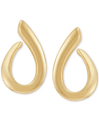 Italian Silver Polished Swoop Drop Earrings in 18k Gold-Plated Sterling Silver